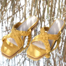 W Women Mustard Ethnic Open Toe Flats-image-93