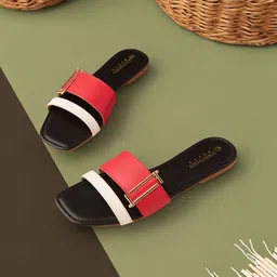 Tokyo Talkies Striped Toe Open Toe Flats-image-31