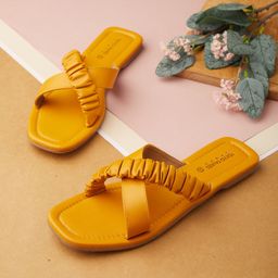 Tokyo Talkies Women Yellow Open Toe Flats-image-73