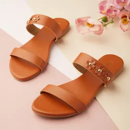 Vishudh Women Tan Open Toe Flats-30