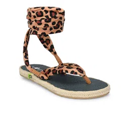 FRESH 1947 FEET Women Printed Open Toe T-Strap Flats-picture-9