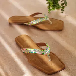 Inc 5 Embellished Open Toe T-Straps Flats-44