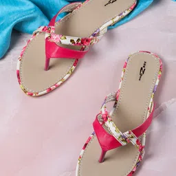 Shezone Women Pink Printed Open Toe Flats-17