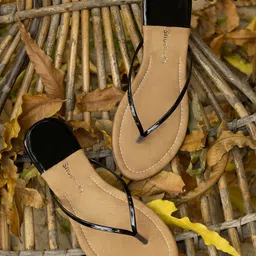 Shoetopia Women Black Solid Open Toe Flats-image-27