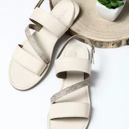 Vishudh Women Cream Open Toe Flats-image-59