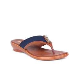 Bata Women Blue Embellished Open Toe Flats-73