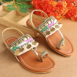 LIL PITAARA Girls Embellished Tassels Detail One Toe Flats-48