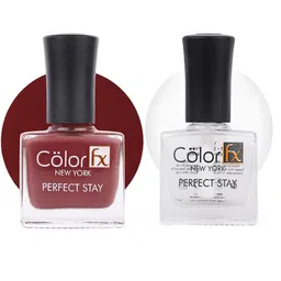 Color Fx Set Of 2 Perfect Stay Nail Enamel - 9ml Each-Brown 128-Top Coat 151-18