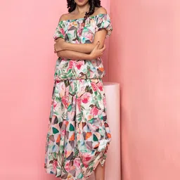 Rhe-Ana Printed Off-Shoulder Top & Skirt-image-6