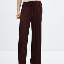 MANGO Women High-Rise Plisse Trousers-image-93