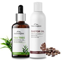 Aravi Organic Set of Pure Tea Tree Essential Oil & Castor Oil for Healthy Hair & Skin Care-42