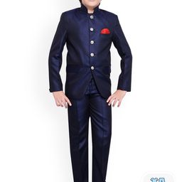 BAESD Boys Mandarin Collar Long Sleeve Bandhgala Blazer & Pant Suit-image-44