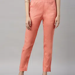 GOLDSTROMS Women Peach-Coloured Cigarette Trousers-image-16