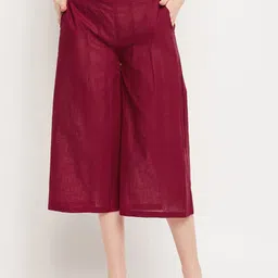 Clora Creation Women Maroon Smart Easy Wash Culottes Trousers-image-95
