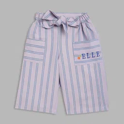 ELLE Girls Purple Striped Flared Culottes Trousers-image-85