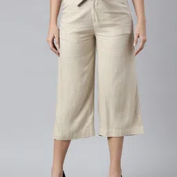 Go Colors Women Relaxed Loose Fit High-Rise Culottes Trousers-image-75