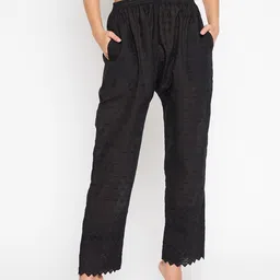 Clora Creation Women Black Chikankari Smart Fit Mid Rise Trouser-21