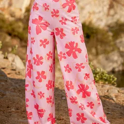 Athena Women Floral Printed Mid Rise Original Flared Easy Wash Trousers-image-30