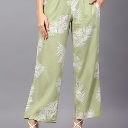 Indietoga Women Printed Comfort Easy Wash Pleated Parallel Trousers-image-61