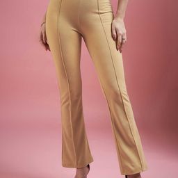 DressBerry Women Relaxed Flared High-Rise Easy Wash Boot Cut Trousers-image-55