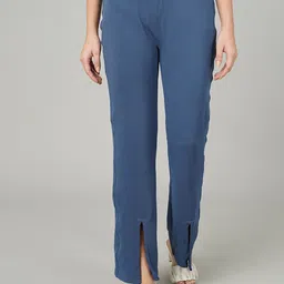 FITHUB Women Relaxed Flared High-Rise Easy Wash Trousers-image-4