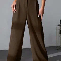 BROADSTAR Women Smart Fit High-Rise Easy Wash Parallel Trousers-image-83