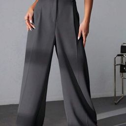 BROADSTAR Women Smart High-Rise Easy Wash Stretchable Wide Leg Baggy Fit Pleated Trousers-picture-10