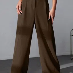 BROADSTAR Women Smart Baggy Fit High-Rise Easy Wash Parallel Trousers-image-77