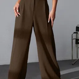 BROADSTAR Women Smart High-Rise Easy Wash Parallel Trouser-image-76