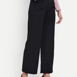 BROADSTAR Women Tailored High Rise Easy Wash Loose Fit Formal Trousers-picture-42