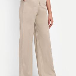 BROADSTAR Women Smart Flat-Front High-Rise Loose Fit Stretchable Formal Parallel Trousers-image-36
