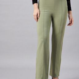 Chemistry Women Flared High-Rise Easy Wash Parallel Trousers-image-44