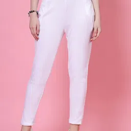 Clora Creation Women White Smart Easy Wash Trousers-image-62