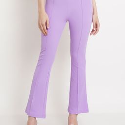 Popwings Women Lavender Relaxed Easy Wash Trousers-image-83