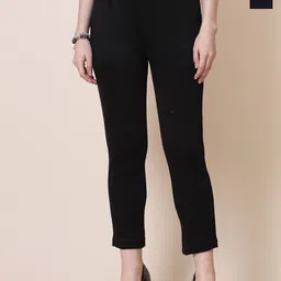 Clora Creation Women Pack of 2 Smart Fit Mid-Rise Easy Wash Woollen Cigarette Trousers-image-59