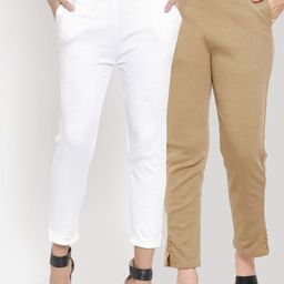 Clora Creation Women Pack of 2 Smart Easy Wash Wool Trousers-image-19