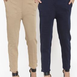 Clora Creation Women Pack of 2 Smart Easy Wash Wool Trousers-image-92
