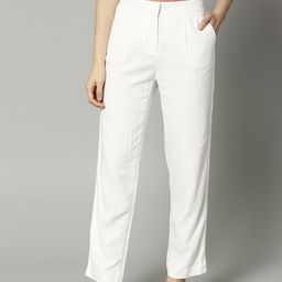 Marks & Spencer Women White Regular Fit Solid Trousers-47