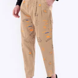 The Indian Garage Co Abstract Printed Cotton Loose Fit Trouser-image-4