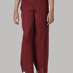 UNDER FOURTEEN ONLY Girls Self Design Loose Fit Parallel Trousers-image-35