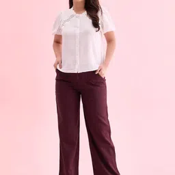 Go Colors Women Solid Mid Rise Relaxed Loose Fit Parallel Trousers-picture-6