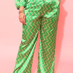 CURVY STREET Women Green Relaxed Loose Fit Trousers-picture-12
