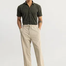 Snitch Men Smart Loose Fit Pleated Chinos Trousers-image-28