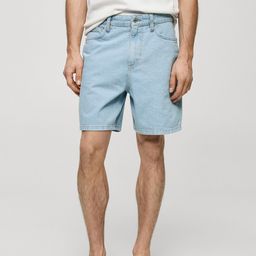 MANGO MAN Pure Cotton Denim Shorts-image-7