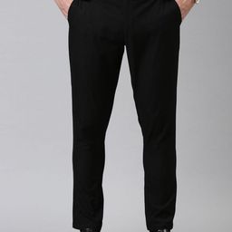 Kryptic Men Solid Cotton Blend Tapered Fit Cropped Formal Trousers-image-16