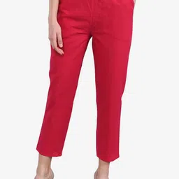 Be Indi Women Fuchsia Straight Fit Trousers-image-74