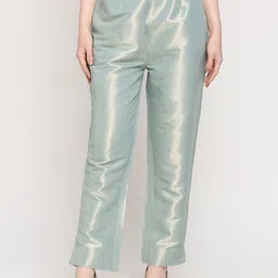 Cloth Haus India Relaxed Straight Leg Sheen Self Design Brocade Parallel Trousers-image-11