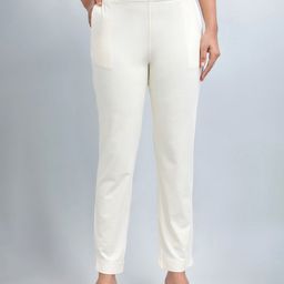 SUTI Women Cream-Coloured Relaxed Straight Leg Straight Fit Cotton Trousers-image-82