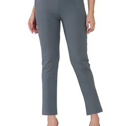 SPIFFY Women Grey Relaxed Straight Leg Straight Fit Trousers-picture-22