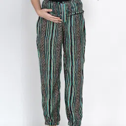 Mine4Nine Women Printed High-Rise Easy Wash Maternity Trousers-image-82